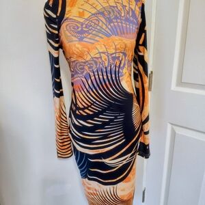 Elegant Multicolor Long Sleeve Dress
